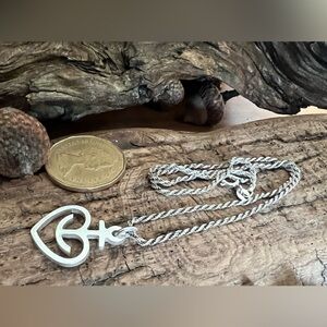 Artisan Anchor Heart Pendant Necklace Cable 925 Chain Nautical 16”